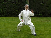 Postura Látigo empujar hacia abajo en la forma de Tai Chi Chi Kung